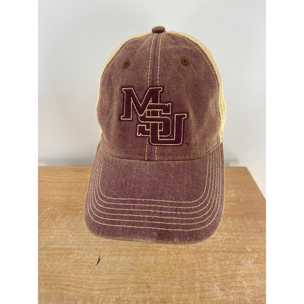 Legacy MSU Mississippi State Bulldogs Maroon Tan Mesh Snapback Trucker Hat Cap